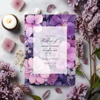 Lilac, Mauve, and Silver Floral Wedding Invitation