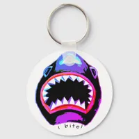 Shark Watercolor Pink Purple Illustration Keychain