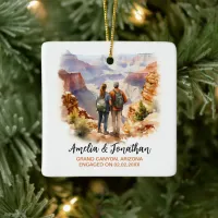 Couple at Grand Canyon Arizona Watercolor Travel Ceramic Ornament