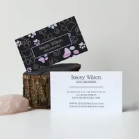  Holographic And Charcoal Paw Print Pet Groomer Bu Business Card