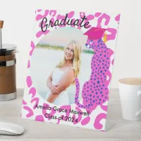 Graduation Pink Leopard Photo Pedestal Sign