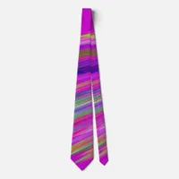 Colorful stripes on fuchsia background, modern  neck tie