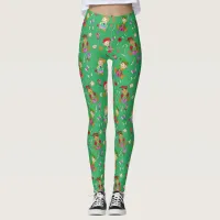 Girl and Boy Elves and Christmas Candy Whimsical Leggings