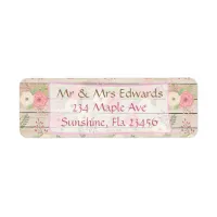 Rustic Wood Pink and Tan Flowers Address Labels