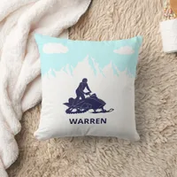 Snowmobile Winter Themed Boys Birthday Party Throw Pillow