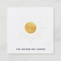 *~* Gold Foil Sun & Golden Rays Spiritual Center Square Business Card