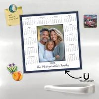 2025 Modern Navy Blue Photo Magnetic Calendar