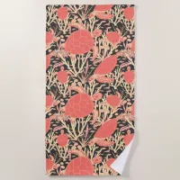 Sea Turtles in Coral Reef Ocean Pattern Beach Towel