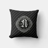 Elegant Goth Initial N Throw Pillow