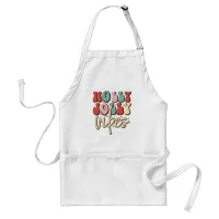 Holly Jolly Vibes Retro Groovy Christmas Holidays Adult Apron