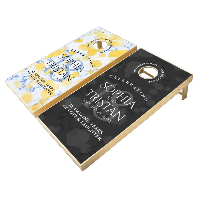 Elegant 18th Porcelain Wedding Anniversary Cornhole Set