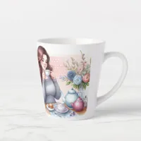 Woman drinking tea Gift Latte Mug