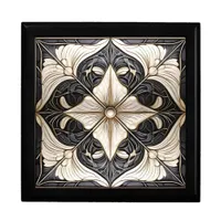 Classic Floral Tile Pat#11 Black Ivory Wht ID1078 Gift Box