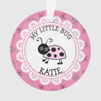 Pink Ladybug Personal Message Christmas Keepsake Ornament