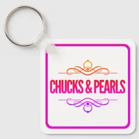 Chucks & Pearls Vote Kamala Keychain