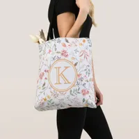 Elegant Personalized Pastel Floral  Tote Bag