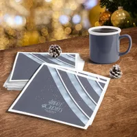 Christmas Stripe Pattern Blue/White ID862 Napkins