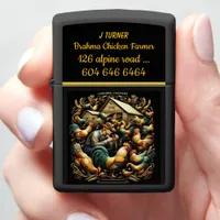 Farmer Caring for Leghorn Chickens Zippo Lighter