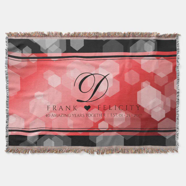 Elegant 40th 80th Ruby Wedding Anniversary Throw Blanket