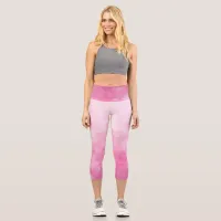 Pink Gradient Stripes Faded    Capri Leggings