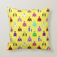 Horse Racing Jockey Silks Pattern on Yellow Throw Pillow