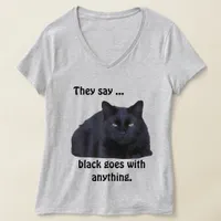 T-shirt - Black Goes With Anything Cat