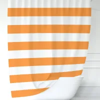 Modern Orange and White Wide Stripes  Shower Curtain