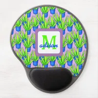 Aloe Vera Plants Pattern Monogrammed Gel Mouse Pad