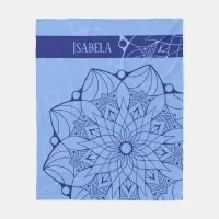 Custom 2 Tone Blue Mandala Fleece Blanket