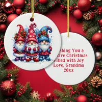 Wishing you a Festive Christmas | Holiday Gnomes Ceramic Ornament