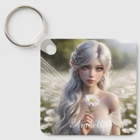 Beautiful April Fairy in Daisies Keychain