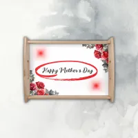 Floral Grey & Red Happy Mother's Day | Serving Tray