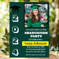 Class Year Green Graduation Party Invitation Card