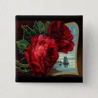 Vintage Roses and Sail Boat Button