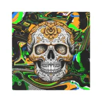 Halloween or D&#237;a de Muertos Sugar Skull Fluid Art