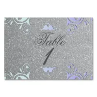 Elegant Silver Table Card With Pastel Ornate Frame