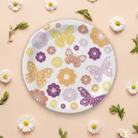Retro Butterfly Birthday Party Paper Plates