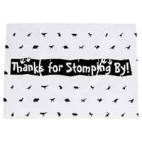 Dino-Themed Favor Bags: Black with White Dinosaur  Large Gift Bag