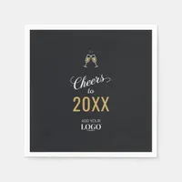 Elegant Business Logo Modern New Year Party Black Napkins