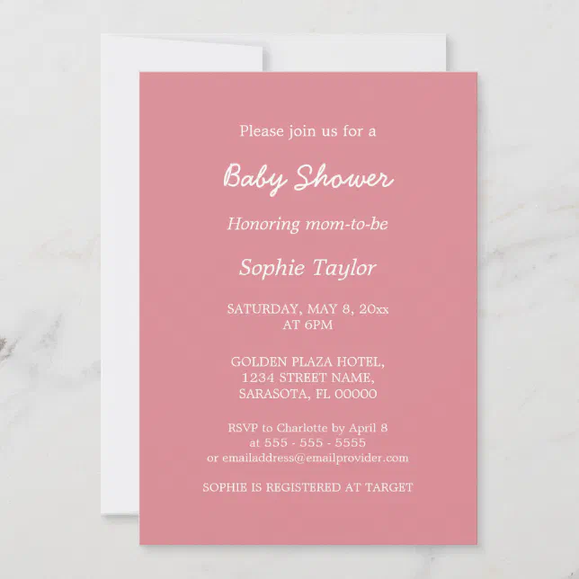 Blush Pink Baby Shower Invitation