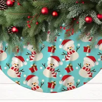 Snowman Cute Winter Holiday Christmas Pattern Brushed Polyester Tree Skirt