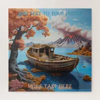 Tranquil Fishing Boat on Lake Mount Fuji Volcano Jigsaw Puzzle