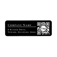 Business Logo Qr Code Black Return Address Label