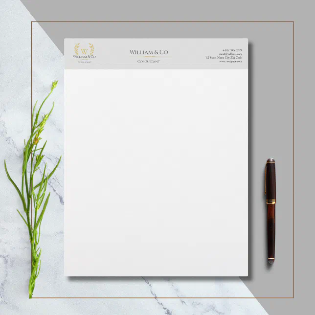 ... Grey Gold Monogram Letterhead