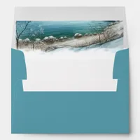 Winter Lake Wedding Envelope