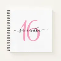 Personalized Pink 16th Birthday Guestbook Notebook