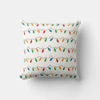 Festive Christmas String Lights Holiday Throw Pillow