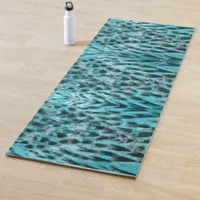 Chic animal print in blue - feather design yoga mat