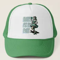 Happy St Patrick's Day Pinup Girl with Shamrock Trucker Hat