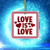 Love is Love Red Hearts Ceramic Ornament